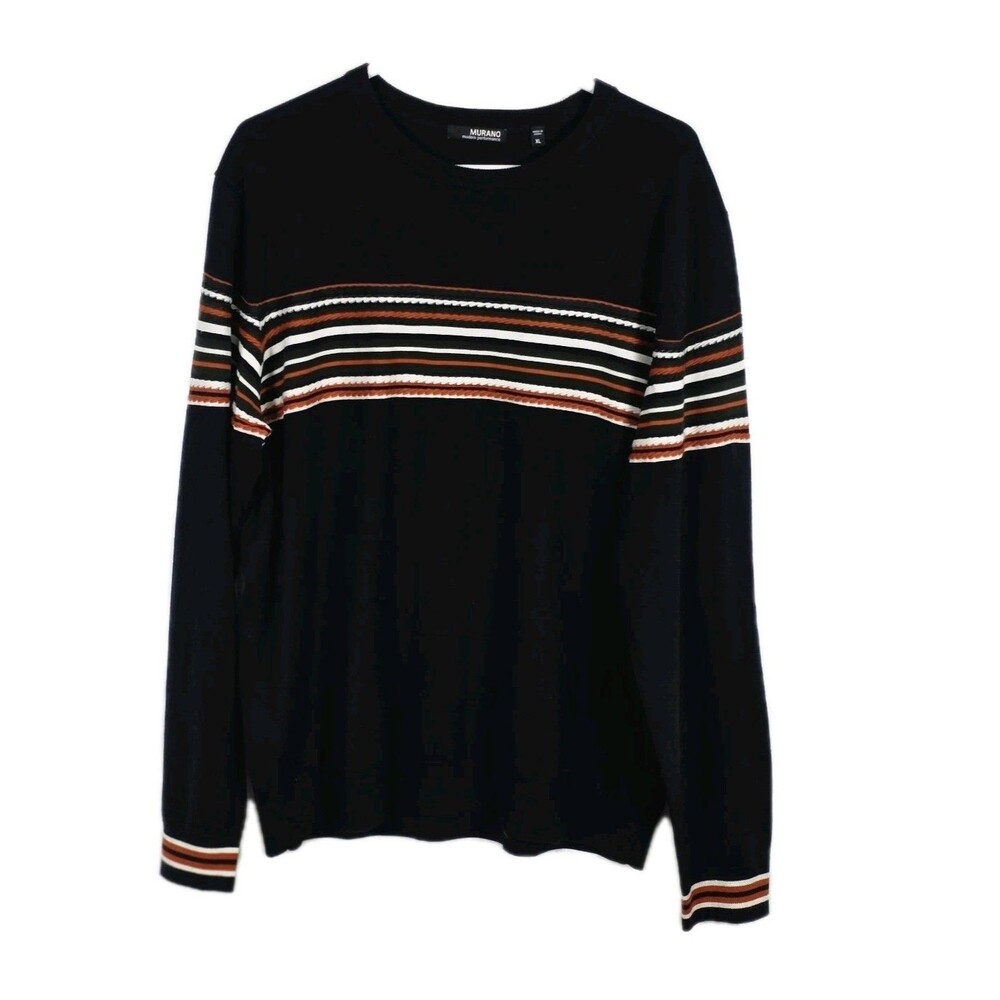 Murano Modern Preformance Men's XL Navy Blue Embroidered Long Sleeve Sweater
